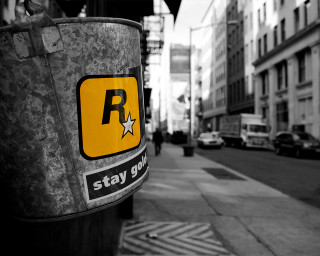 Street sign city cars people - a street sign free wallpaper