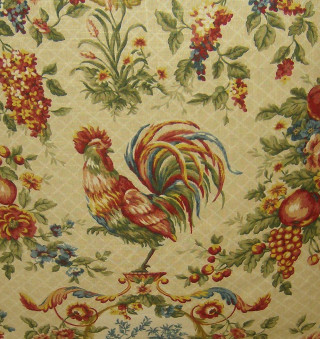 Rooster flowers white background red - a flemish baroque free wallpaper