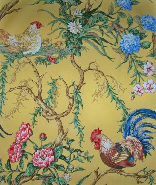 Yellow wall rooster flowers tree - a tree branch free wallpaper