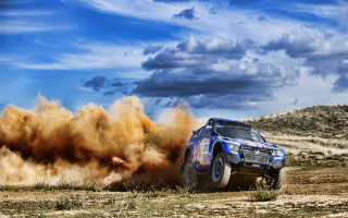 Blue truck dirt road dust 2 - dirt free wallpaper