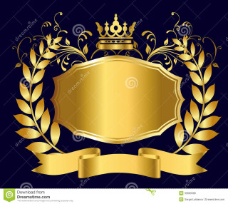 Golden emblem crown ribbon black - bronze free wallpaper
