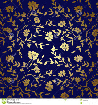 Blue gold floral cloisonnism leaf - a blue background free wallpaper