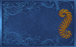 Blue background gold bird side - a blue border free wallpaper