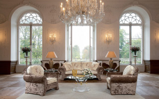 Living room chandelier couch chairs - a flemish baroque free wallpaper