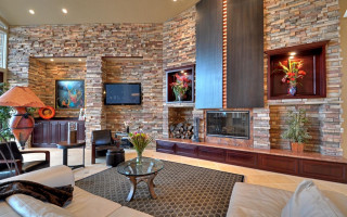 Living room fireplace television mantel - a vase of flowers free wallpaper