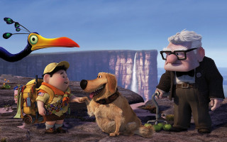 Cartoon character dog cliff bird - a rocky cliff free wallpaper