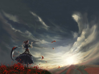 Woman bow arrow hill sky - a sky background free wallpaper for desktop