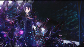 Woman black outfit purple background - a purple light free wallpaper