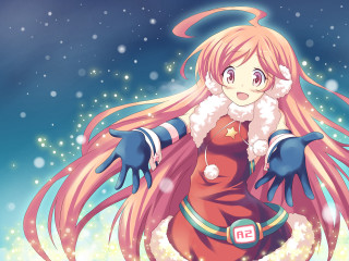Pink haired android christmas star - her chest free wallpaper