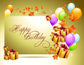 Birthday card presents balloons yellow - a large sign free wallpaper