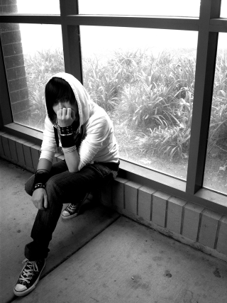 Person sitting window sill head - digital photography free wallpaper