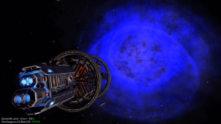 Space station blue star black - a black hole in the center of the image free wallpaper