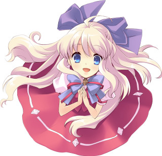 Blonde girl blue bow pink - a purple ribbon free wallpaper