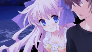 Anime couple ocean night blue - night time free wallpaper