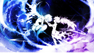 Anime characters space scene blue 2 - swirl free wallpaper