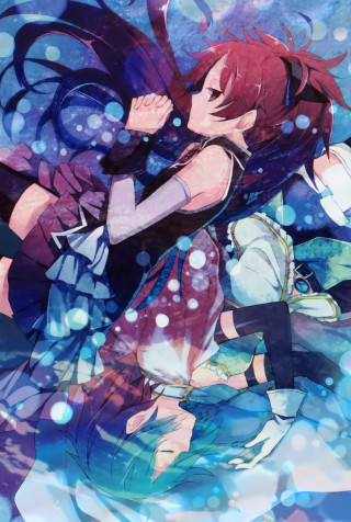 Anime characters water bubbles blue - bubble free wallpaper