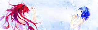 Anime girls rain umbrellas string - a string free wallpaper