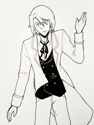 Man suit tie hand head - lineart free wallpaper