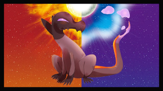 Cartoon character heart space background - dragon art free wallpaper