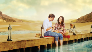Man woman pier lake dog - a man and woman free wallpaper