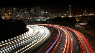 City skyline traffic night long - long exposure free wallpaper