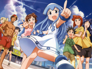 Anime group characters pointing camera - the other pointing free wallpaper