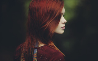 Woman red hair striped tie - tie free wallpaper