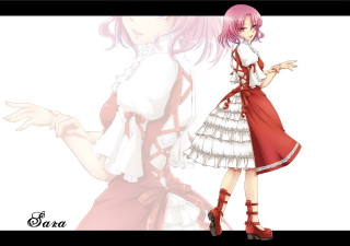 Girl red white dress shoes - fullbody free wallpaper