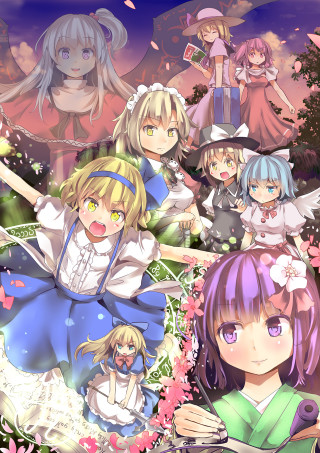 Anime girls long hair hats 8 - purple free wallpaper