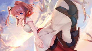 Woman white dress flying air - a ponytail free wallpaper