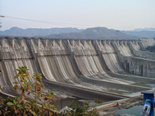 Large dam water mountains background - a bunch of water free wallpaper