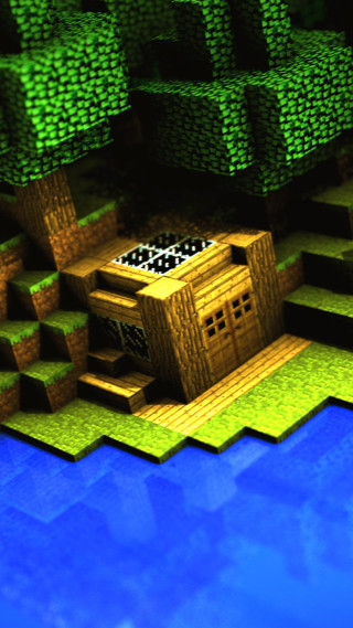 Minecraft house pond trees background - a pond and trees free wallpaper