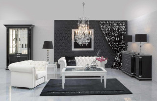 Living room white couch black 4 - modern european ink painting free wallpaper