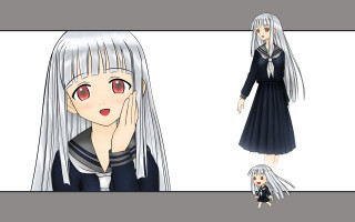 Girl white hair red eyes - a white wig free wallpaper