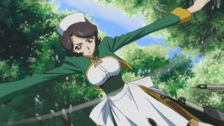 Woman green dress arms out - green free wallpaper
