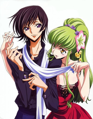 Anime couple green hair blue - neoromanticism free wallpaper