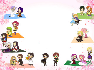 Anime characters flowered background white - free happy birthday wallpaper