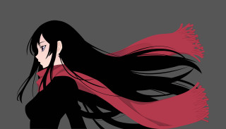 Woman longhair redscarf portrait sideview - a red scarf free wallpaper