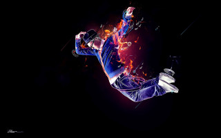 Man skateboard trick fire water - a skateboard in the air free wallpaper