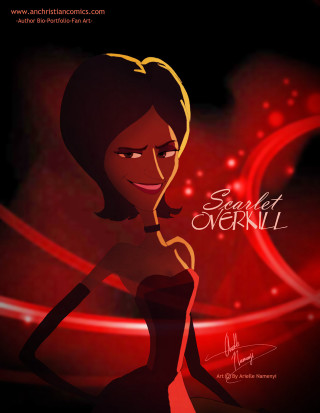 Woman red dress red background 5 - serial art free wallpaper