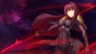 Woman red hair sword red 3 - long red hair holding free wallpaper