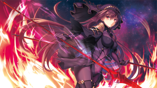 Woman black outfit sword fire 2 - a black outfit holding free wallpaper