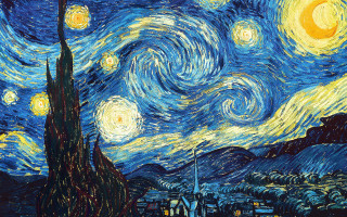 Starry night building church background 4 - postimpressionism free wallpaper
