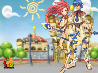 Anime couple building sun background - a sun in the background free wallpaper