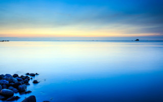 Sunset long exposure calm ocean - a matte painting free wallpaper