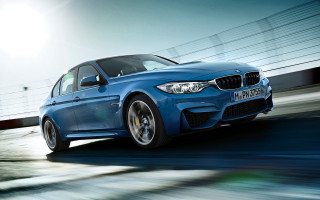 Blue car driving road bridge - a blue car free wallpaper