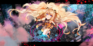 Anime girl blonde hair pink - the wind free wallpaper