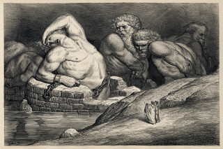 Cave drawing two men water - institutional free wallpaper