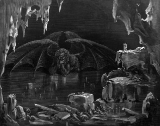 Bat cave man rock water - matte drawing free wallpaper