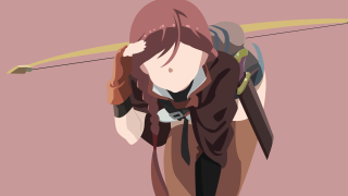 Woman bow arrow backpack walking - flat color free wallpaper